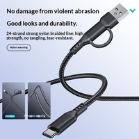 Cable de Datos USB-A a USB-C 2 en 1 con Trenzado de Nailon, Carga Rápida Tipo-C, para Auriculares, Suministro al por Mayor de Fábrica, OEM ODM