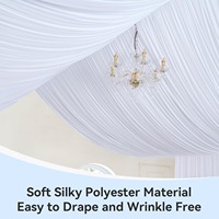 Voilages de plafond blancs pour mariages et fêtes, longs rideaux de plafond, tentures de tente, sans plis, en soie, faciles à draper et à accrocher, draperies blanches