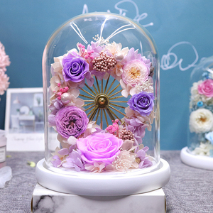 Cielo Ruota Modello di Fiore Conservato Rosa In Cupola di Vetro Con Luci Per San Valentino Regali Di Natale - Product Image 3