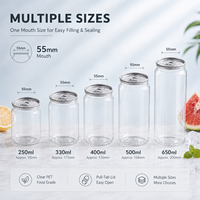 Bouteille en PET vide de qualité alimentaire 330 ml 500 ml avec couvercle à languette facile à ouvrir, pot à boisson en plastique transparent pour l'emballage des boissons