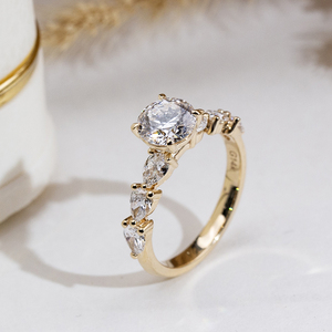 Messi Jewelry MSR-2136 14K Gold Round Shape Lab Grown <b>Diamond</b> <b>Ring</b> Engagement <b>Ring</b> - Product Image 4