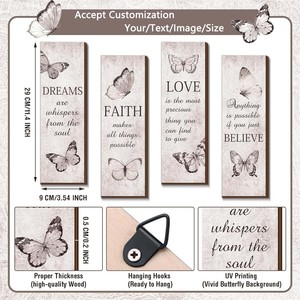 Panneau <span class=keywords><strong>en</strong></span> bois avec citation inspirante sur le thème de la papillon Art Déco pour la foi, la confiance et la rêverie, décoration murale pour la maison et la salle de bain - Product Image 5