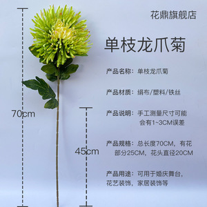 Fleurs artificielles en soie, chrysanthème griffe de dragon, tige unique, 30cm-100cm, pour décoration de mariage et de maison - Product Image 4