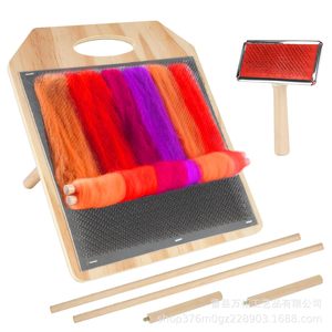 Wooden <b>Wool</b> Blending Board Set Yarn Combing Tool With Stand For Diy Felt <b>Craft</b> Supplies - Product Image 3