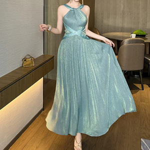 Gaun Maxi pengantin wanita, gaun pesta malam modis, gaun Maxi Satin Glitter payet elegan untuk wanita - Product Image 2