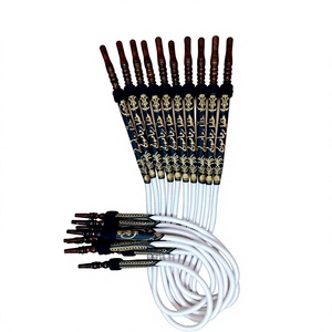 Tuyau à chicha authentique Khalil Maamoon en laiton traditionnel - Tuyau à chicha de style arabe fait main de qualité supérieure avec embout en bois et design calligraphique - Product Image 1