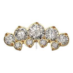 Giometal ASTM F136 Titane PVD <span class=keywords><strong>Or</strong></span> 18K Gemmed Double Croissant Sans Fil ou Fileté Tragus <span class=keywords><strong>Conch</strong></span> <span class=keywords><strong>Piercing</strong></span> Boucles d'Oreilles Corps - Product Image 1