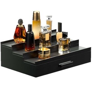 Tiered Cosmetic Rack 3 Layers Solid Wood <b>Desktop</b> <b>Organizer</b> With Drawer <b>For</b> Perfume Jewelry Storage - Product Image 2