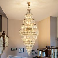 Lustre moderne en cristal, long lustre pour plafond haut, luminaire suspendu de luxe pour salon, escalier, hall d'entrée