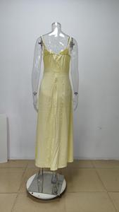 Vestido maxi de tirantes finos con fruncido en el busto y lazo frontal para mujer, vestidos de noche, moda femenina - Product Image 6