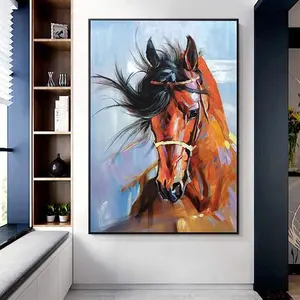 Peinture à l'huile de cheval abstraite 100%, dessins d'animaux faits à la main de haute qualité, huile sur toile