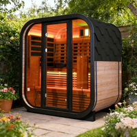Modern Sade Tasarımlı Dış Mekan Uzak Kızılötesi Sauna, Yumuşak Tuşlu Kontrol Paneli ile 2-3 Kişilik Termo Ladin Sauna Odası
