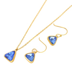 <span class=keywords><strong>Fantaisie</strong></span> En Acier Inoxydable Femmes Bijoux CZ Zircon Boucles D'oreilles 18k Chaîne En Or Cristal Femmes Pendentif Colliers - Product Image 1