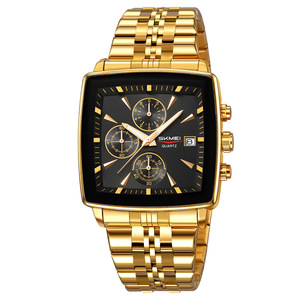 Skmei Men's Quartz Watch Gold Stainless Steel Band Chronograph Calendar Waterproof Luminous Business Watch - Product Image 5