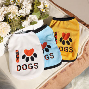 Chaleco sin mangas para mascotas, ropa de verano transpirable para perros y gatos, blanco, amarillo, azul - Product Image 1