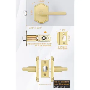 Cerradura de paso interior moderna para el hogar para <span class=keywords><strong>Amazon</strong></span> Manija de <span class=keywords><strong>Puerta</strong></span> Dorada más vendida para baño de apartamento de hotel - Product Image 3