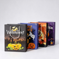 Sac cadeau d'Halloween en papier, motifs citrouille et chauve-souris, pour bonbons, friandises, snacks, sacs de collecte de bonbons, designs variés, logo personnalisé, vente en gros