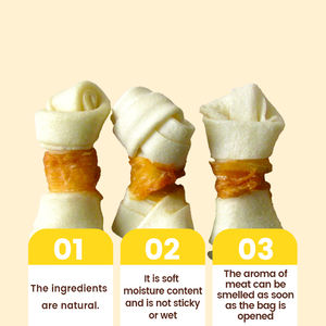 Oferta muestra de envoltura de pollo orgánico, trato de hueso anudado de cuero crudo, masticable para perros, tratamiento nutritivo y delicioso, bocadillo de comida para mascotas de alta proteína - Product Image 5