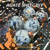 Ornement DIY en Agate Naturelle Sculptée à la Main de 30 mm, Pierre Semi-Précieuse pour Gravure de Micro-Paysage Marin