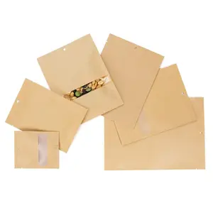 Customized Heat Sealable Satchet Bio Doypack Small samples Cosmetic packaging bolsa de papel kraft Flat biodegradable bag