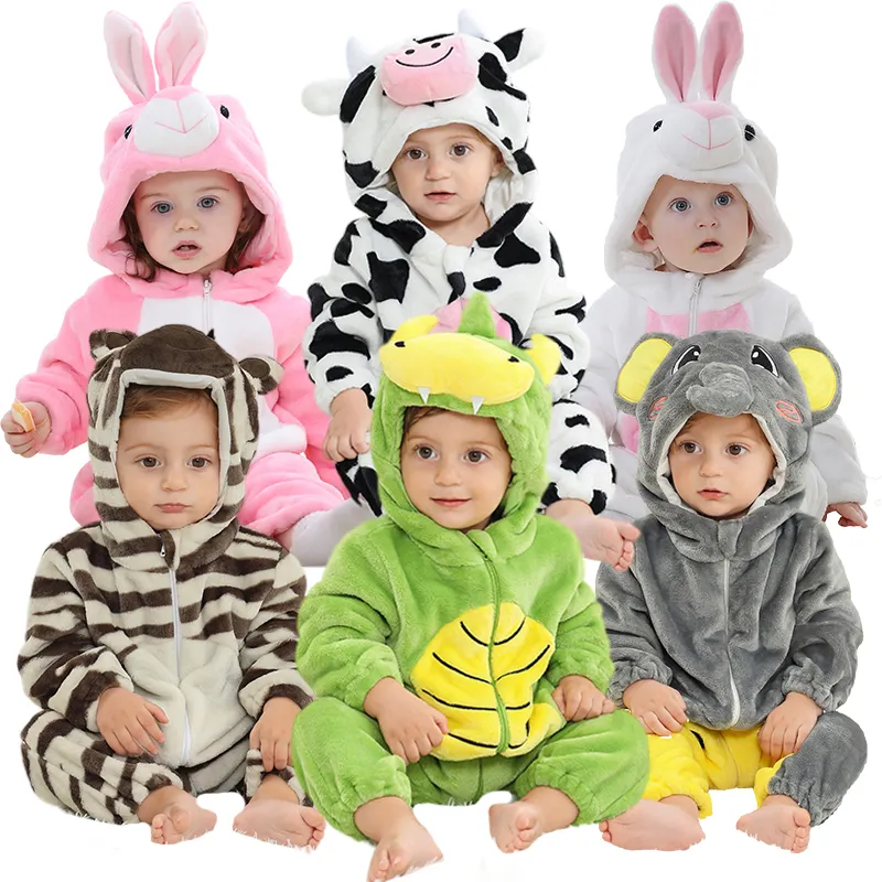 MICHLEY OEM/ODM vestiti per bambini primavera e autunno con cerniera di flanella animale a maniche lunghe tutina per bambini