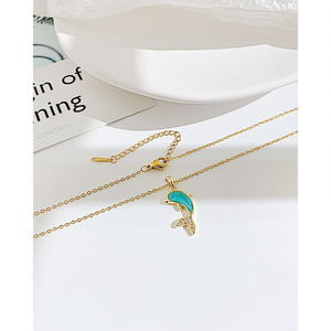 <span class=keywords><strong>OYA</strong></span> Special Design placcato oro Blue Stone Shark Shape collana a catena moda donna in acciaio inossidabile per bambini - Product Image 5