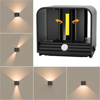 Lámpara de Pared LED Moderna con Sensor de Movimiento Empotrado, Impermeable IP65, Cuerpo Cuadrado de PC, para Hogar, Oficina, Porche, Balcón, Jardín