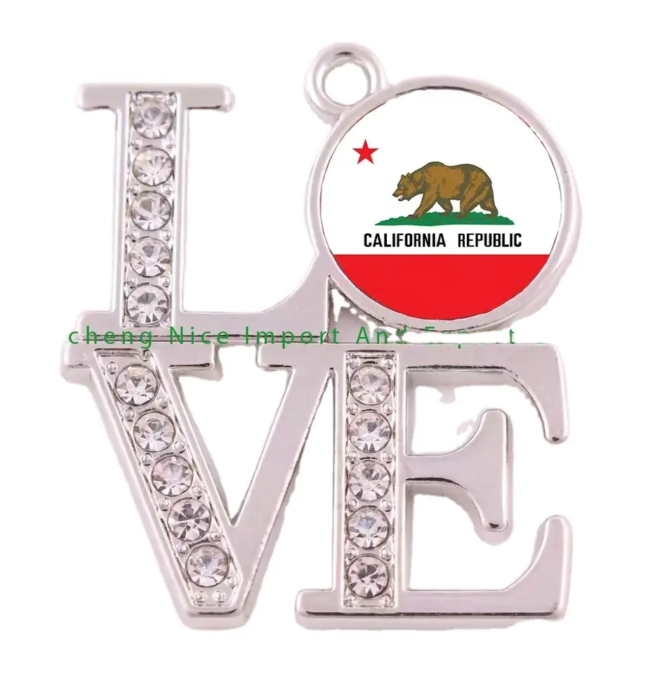 Groothandel In Hoogwaardige Amerikaanse Vlag Van Californië "Love" Hanger Legering Accessoires