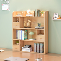 Bureau en bois massif avec petite étagère et rangement multi-niveaux pour étudiants et enfants, design modulable