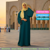 Robe Abaya Maxi Modeste Personnalisée Style Caftan Marocain Manches Chauve-Souris Marque Privée OEM ODM Vente en Gros Ensemble Femme Musulmane