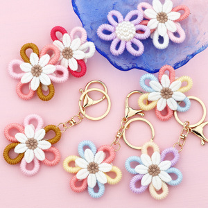 <span class=keywords><strong>Porte</strong></span>-clés créatif et <span class=keywords><strong>simple</strong></span> en <span class=keywords><strong>macramé</strong></span>, motif marguerite, en coton tressé, pendentif décoratif pour sac ou portefeuille - Product Image 2