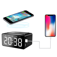 Elektronische Creatieve Mobiele Telefoon Draadloos Opladen Klok Blue Tooth Speaker Led Digitale Wekker Met Fm Radio Tf Card