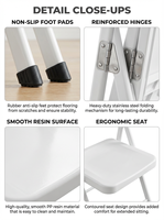 Chaise pliante en plastique blanc durable avec assise rembourrée pour usage extérieur, mariages, banquets, hôtels et écoles - Vente en gros
