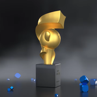 Premio Personalizzato per Creatori di Video Commemorativi, Divertente e Moderna Statuetta in Lega Placcata Oro