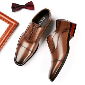 Genuine Leather Men's Dress Shoes Oxford and Loafers with Square <b>Toe</b> Wedding Style - Product Image 2