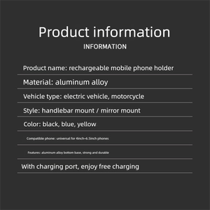 Accessoires <span class=keywords><strong>de</strong></span> modification <span class=keywords><strong>de</strong></span> <span class=keywords><strong>moto</strong></span>, support <span class=keywords><strong>de</strong></span> téléphone en alliage d'aluminium CNC <span class=keywords><strong>de</strong></span> type X pour vélo électrique <span class=keywords><strong>avec</strong></span> <span class=keywords><strong>chargeur</strong></span> USB, modèle support <span class=keywords><strong>de</strong></span> rétroviseur - Product Image 6