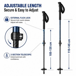 Bastones <span class=keywords><strong>de</strong></span> Esquí <span class=keywords><strong>de</strong></span> Aluminio y Carbono Zeroring, Ajustables, para Esquí <span class=keywords><strong>de</strong></span> Montaña, con Empuñadura Extendida <span class=keywords><strong>de</strong></span> EVA - Product Image 5