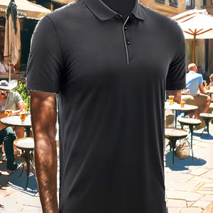 Suéter de Punto con Solapa Estilo Vintage para Hombre, 100% Poliéster, Transpirable, Ropa Casual de Negocios para Verano, Estilo Europeo Americano - Product Image 2