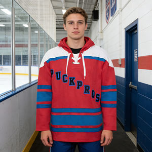 कस्टम बनाई गई टीम कपास आइस हॉकी हुडी-यूनिसेक्स वयस्क विंडप्रूफ कढ़ाई और 300 जी कपड़े के साथ फ्रेंडली - Product Image 1