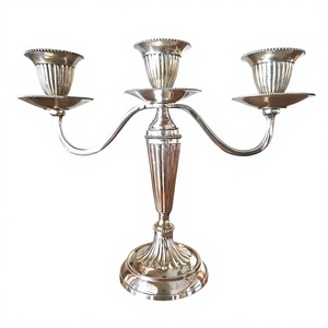 3 Arms Silver <b>Candelabra</b> Home Decor Metal Crafts Handmade Candle Stand For Party table Decoration Modern Design Candle Holder - Product Image 1