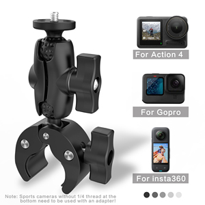 Caméra de sport améliorée <span class=keywords><strong>moto</strong></span> Rotation à 360 degrés Double rotule Clip fort avec <span class=keywords><strong>support</strong></span> adaptateur 1/4 ''pour Gorpro 13 12 11 - Product Image 2