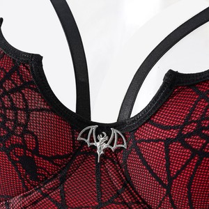 Corset en dentelle motif toile d'araignée et arêtes de poisson bordeaux avec armatures, sans rembourrage, taille SML, débardeur d'extérieur, costume d'Halloween - Product Image 4