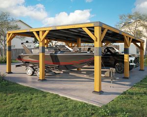 <span class=keywords><strong>Abri</strong></span> de voiture extérieur en cèdre 20 'x 20', support de neige pour garage, résistance au vent, PowerPort, <span class=keywords><strong>abri</strong></span> pour protéger les voitures - Product Image 1