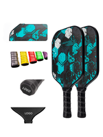 Raquette de Pickleball en Fibre de Verre et Carbone 16mm pour Débutants, Vente Directe Usine, Motif Hexagonal 40cm, pour Enfants et Adultes, Lot de 2