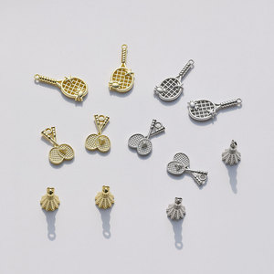 Tennis Racket And <b>Badminton</b> Shuttlecock Pendants Zinc Alloy Plated 10x16mm For Necklace Making Mixed Shapes GJ379 - Product Image 3