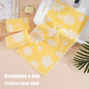 Sang Trọng 100% Bông Jacquard Hoa Khăn Tắm Đặt Dày Khăn OEKO-TEX Tiêu Chuẩn Thân Thiện Với Môi Kháng Khuẩn Bán Buôn Phòng Tắm - Product Image 3