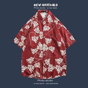 Ensemble de plage avec chemise florale à manches courtes, veste décontractée ample pour couple, idéale pour les voyages en plein air - Product Image 1
