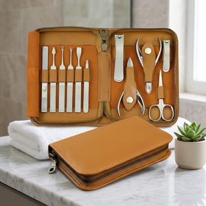 Kit de manucure en acier inoxydable 10 en 1 avec étui, ensemble de manucure portable de style classique pour adultes - Product Image 4