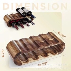 Estante para vino de madera de acacia, estante de exhibición de escritorio de madera maciza de doble capa, estilo europeo, 6,25x18,25x4,75 pulgadas, hecho a mano - Product Image 1