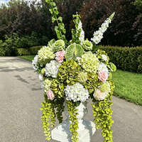 Stofrose kunstbloemen voor bruiloft, bloemstukken voor de gangpaden, kolomstandaard, bloemarrangement voor ceremonie en receptie decoratie